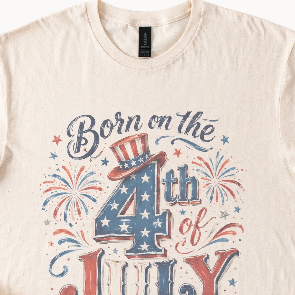 Born on the 4th Patriotic Shirt with Brush Stroke Art - Picture 2 of 5